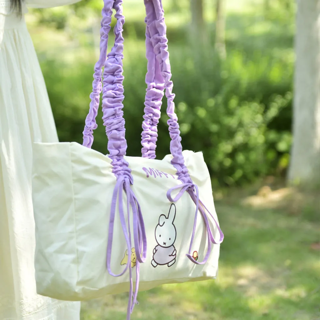 Miffy Official Drawstring Pleated Shoulder Tote Bag - Large Canvas Bag - Image 6