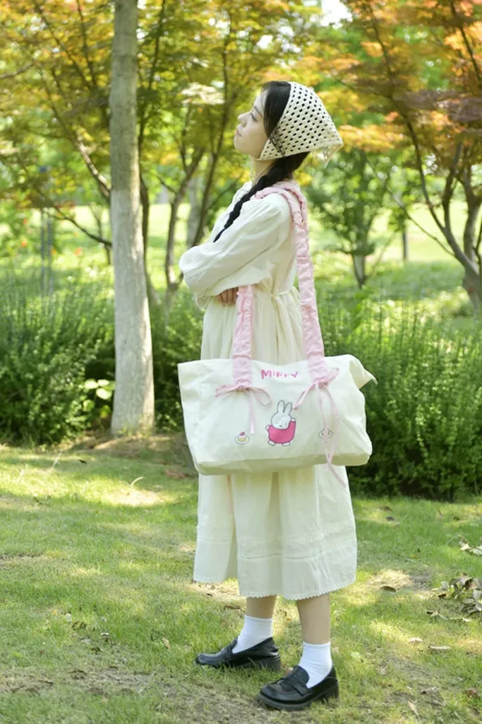 Miffy Official Drawstring Pleated Shoulder Tote Bag - Large Canvas Bag - Image 12