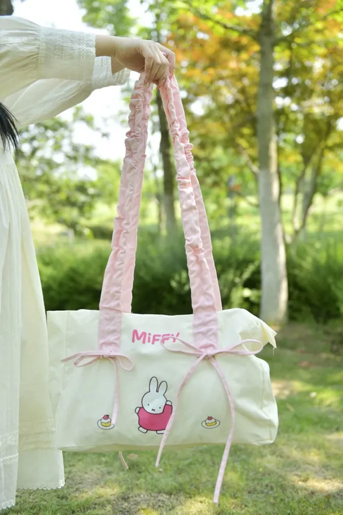 Miffy Official Drawstring Pleated Shoulder Tote Bag - Large Canvas Bag - Image 15