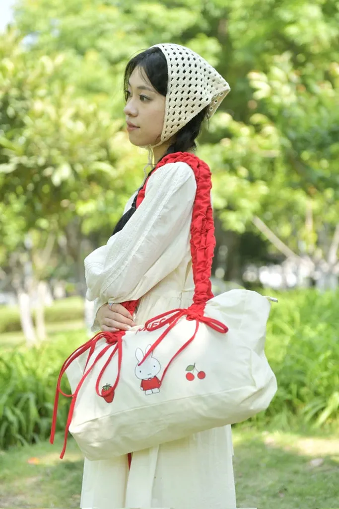 Miffy Official Drawstring Pleated Shoulder Tote Bag - Large Canvas Bag - Image 17