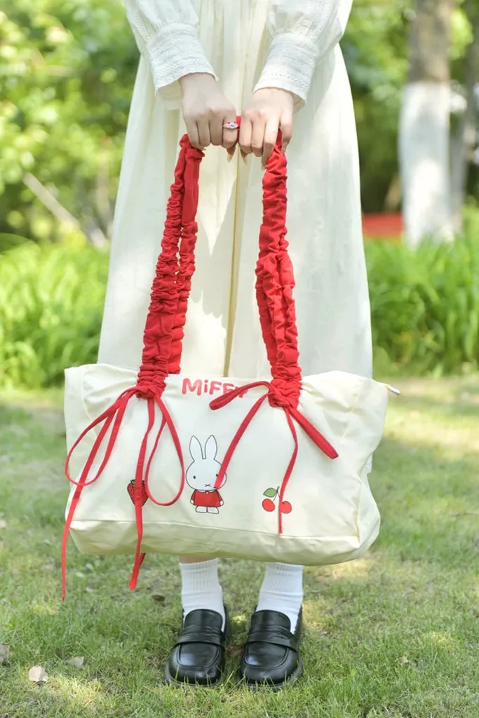 Miffy Official Drawstring Pleated Shoulder Tote Bag - Large Canvas Bag - Image 19