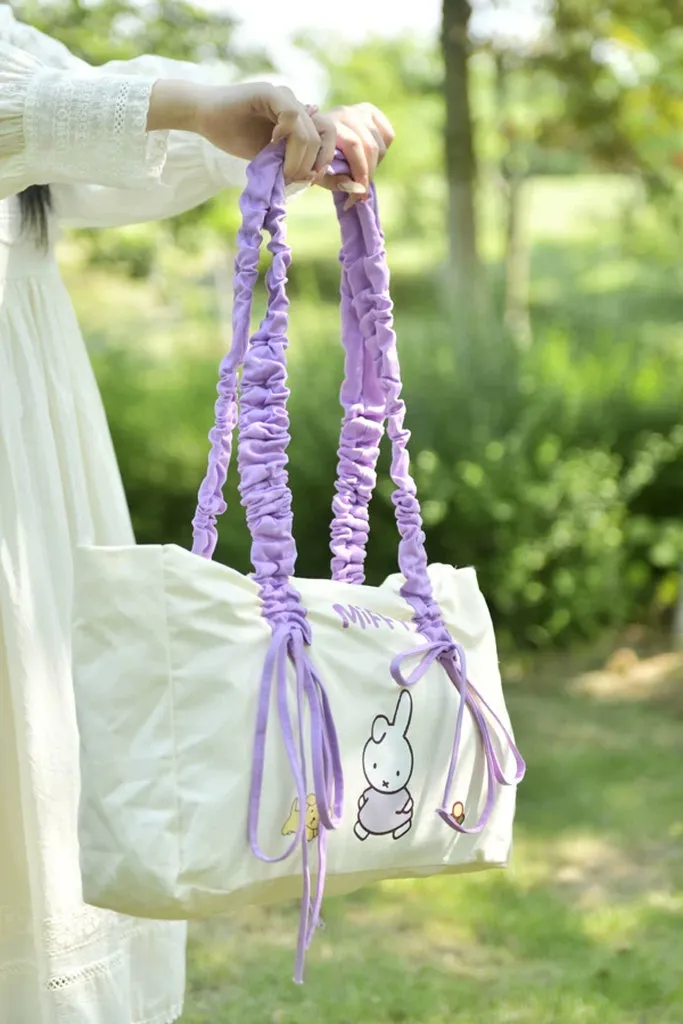 Miffy Official Drawstring Pleated Shoulder Tote Bag - Large Canvas Bag - Image 23